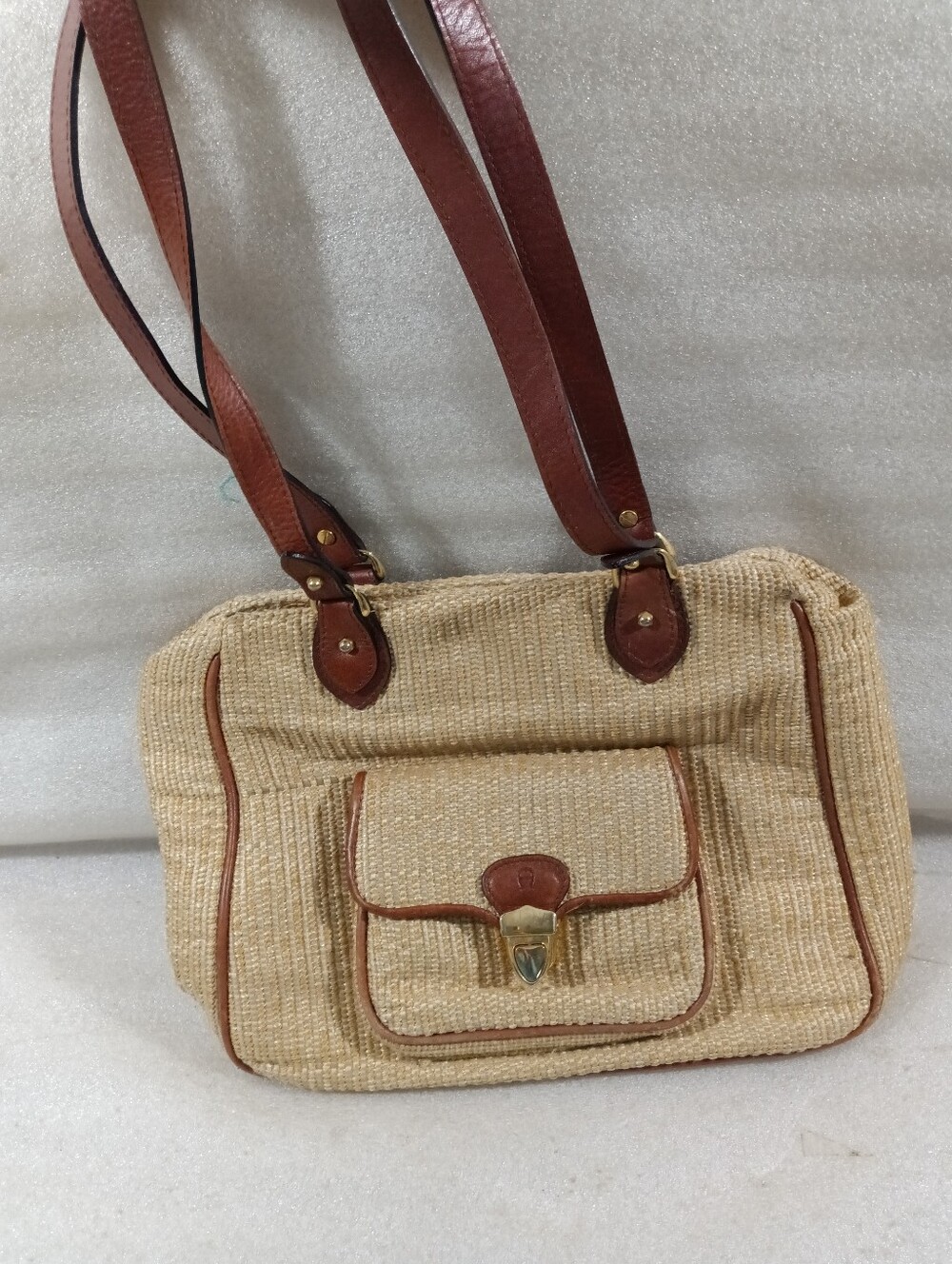 Vintage Etienne Aigner Woven And Leather Handbag